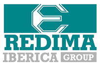 Logotipo del Grupo Redima Ibérica que presenta una 'E' estilizada en color verde azulado encima del nombre de la empresa.