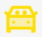 Icono amarillo de un coche visto de frente, con dos formas redondas en el interior que representan a los pasajeros.