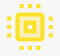 Un cuadrado amarillo con esquinas redondeadas tiene rectángulos más pequeños dispuestos simétricamente a su alrededor, parecidos a un icono simplificado de microchip o circuito.