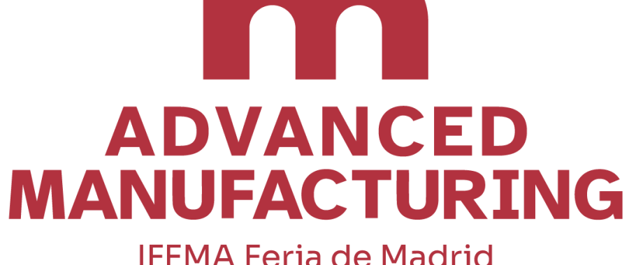 Logo-con-fechas-RGB Logotipo para evento de Fabricación Avanzada, mostrando texto en rojo con detalles del evento: IFEMA Feria de Madrid, 5 y 6 de noviembre de 2025, y una "m" estilizada encima.