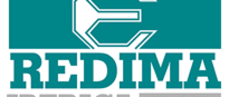 Logotipo del Grupo Redima Ibérica que presenta una 'E' estilizada en color verde azulado encima del nombre de la empresa.